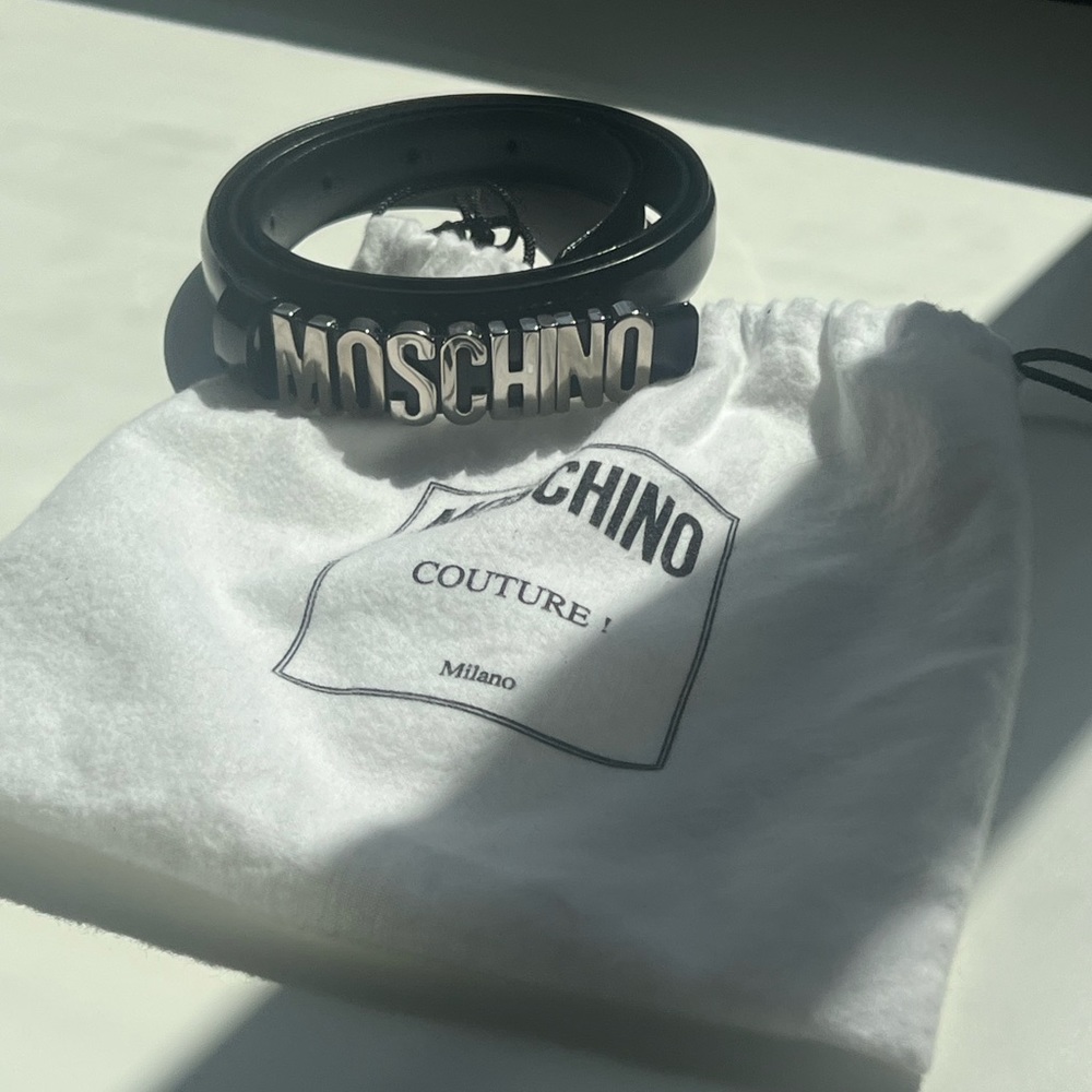 Moschino Women's Logo Buckle Leather Belt